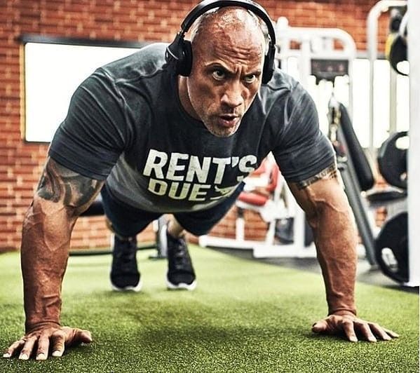 Dwayne Johnson doing pushups
